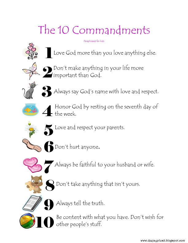 10 Commandments For Children Printable