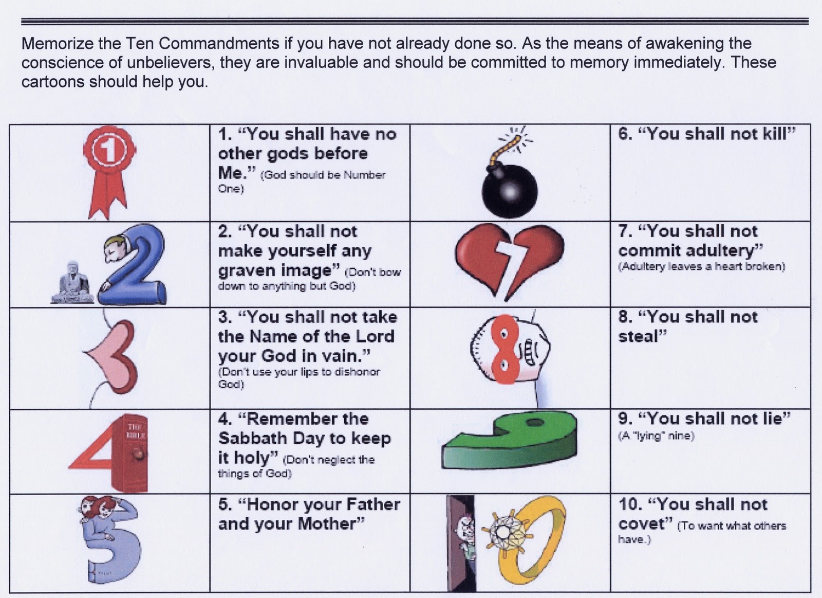 10 Commandments For Kids Activities