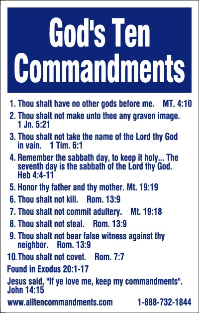 10 Commandments Of God English