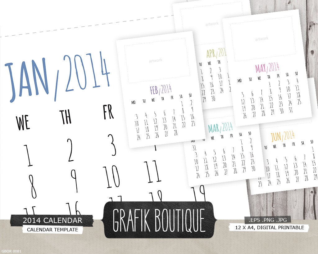 12 Month Calendar 2014 Template