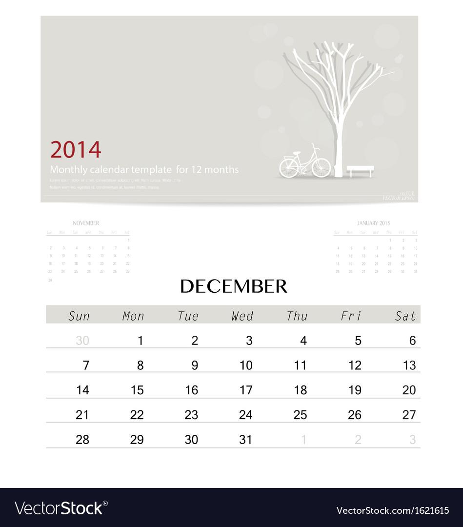 12 Month Calendar 2014 Template