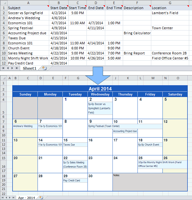 2013 Monthly Calendar Template Excel