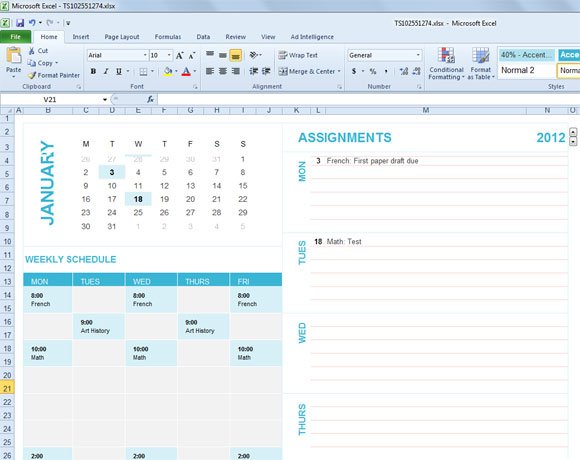 2013 Monthly Calendar Template Excel