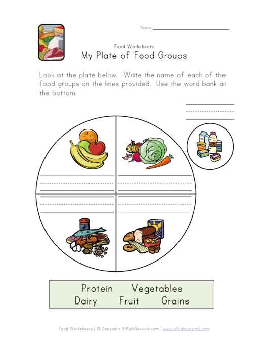 5 Food Groups Worksheet