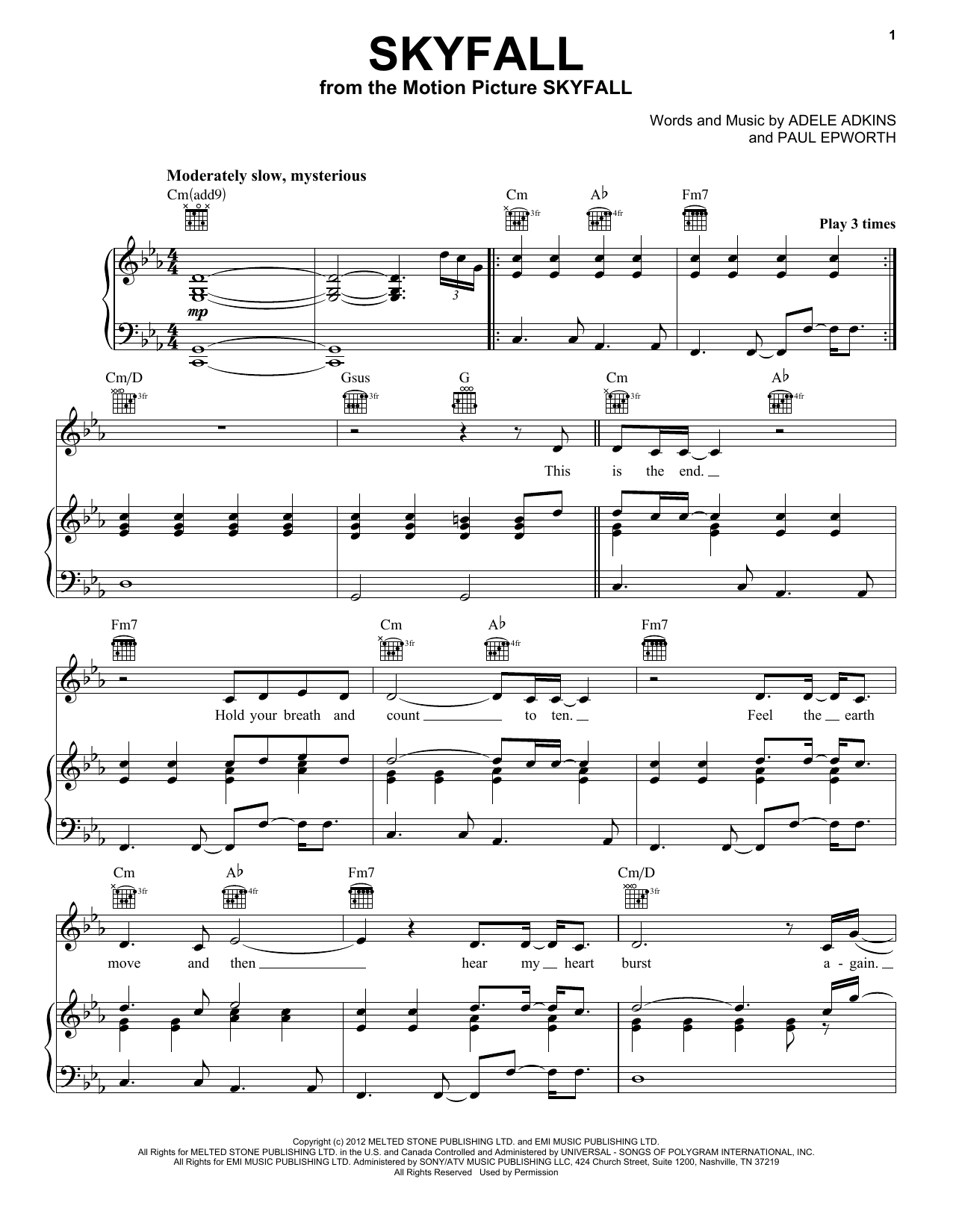 Adele Skyfall Piano Sheet