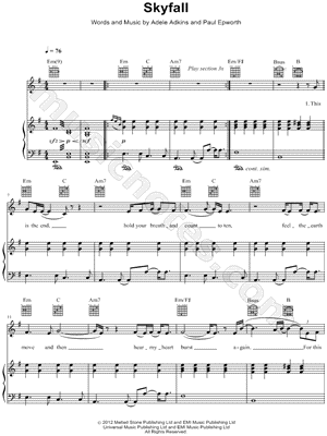 Adele Skyfall Piano Sheet Music Free Download