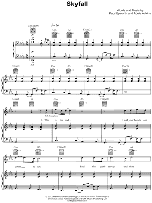 Adele Skyfall Piano Sheet Music Free Printable