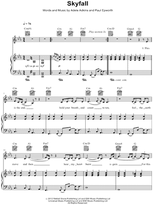 Adele Skyfall Piano Sheet Music Pdf