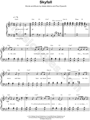 Adele Skyfall Sheet Music Free