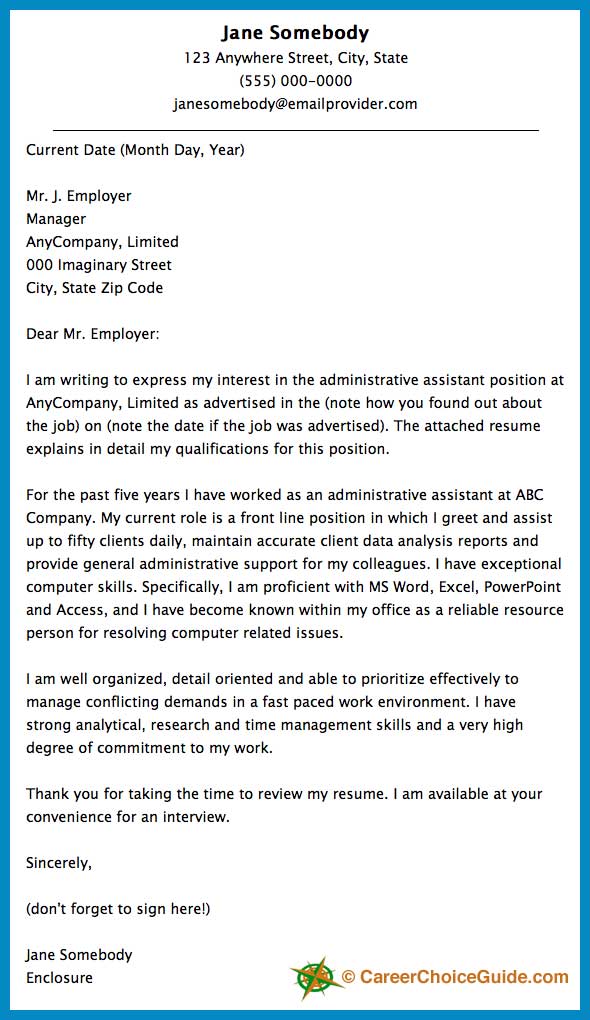 Administrative Assistant Cover Letter