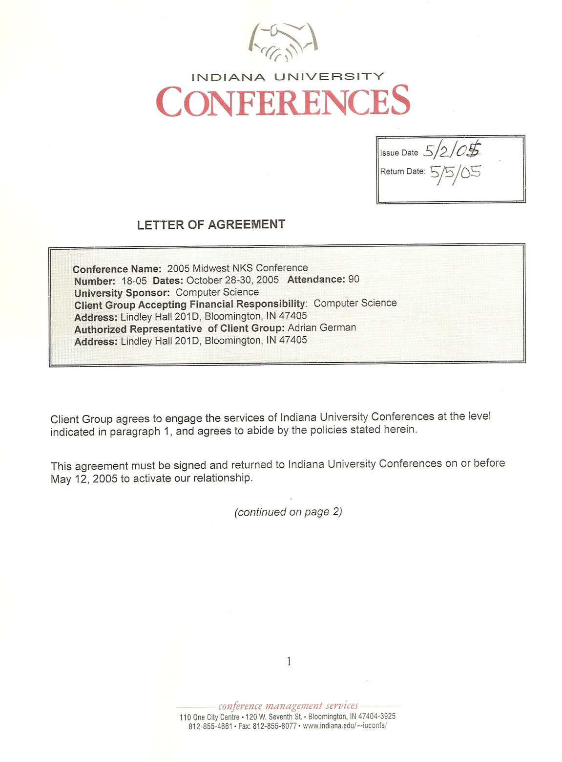 Agreement Letter