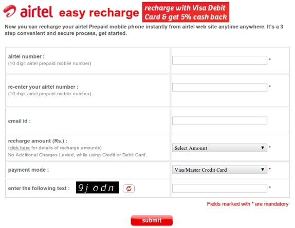 Airtel Online Recharge Offers Prepaid