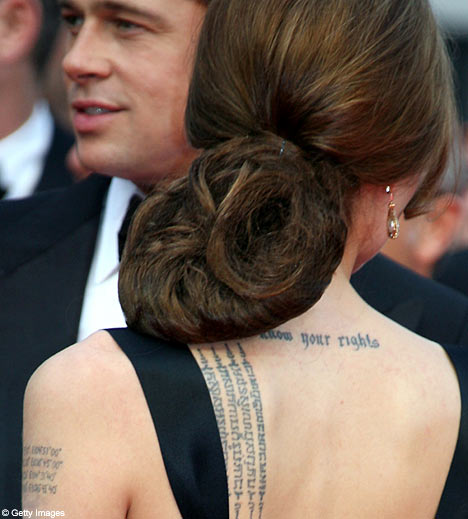 Angelina Jolie Tattoos Back