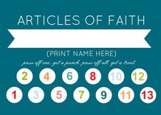 Articles Of Faith Tracking Chart