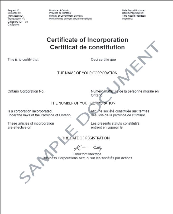 Articles Of Incorporation Ontario Search