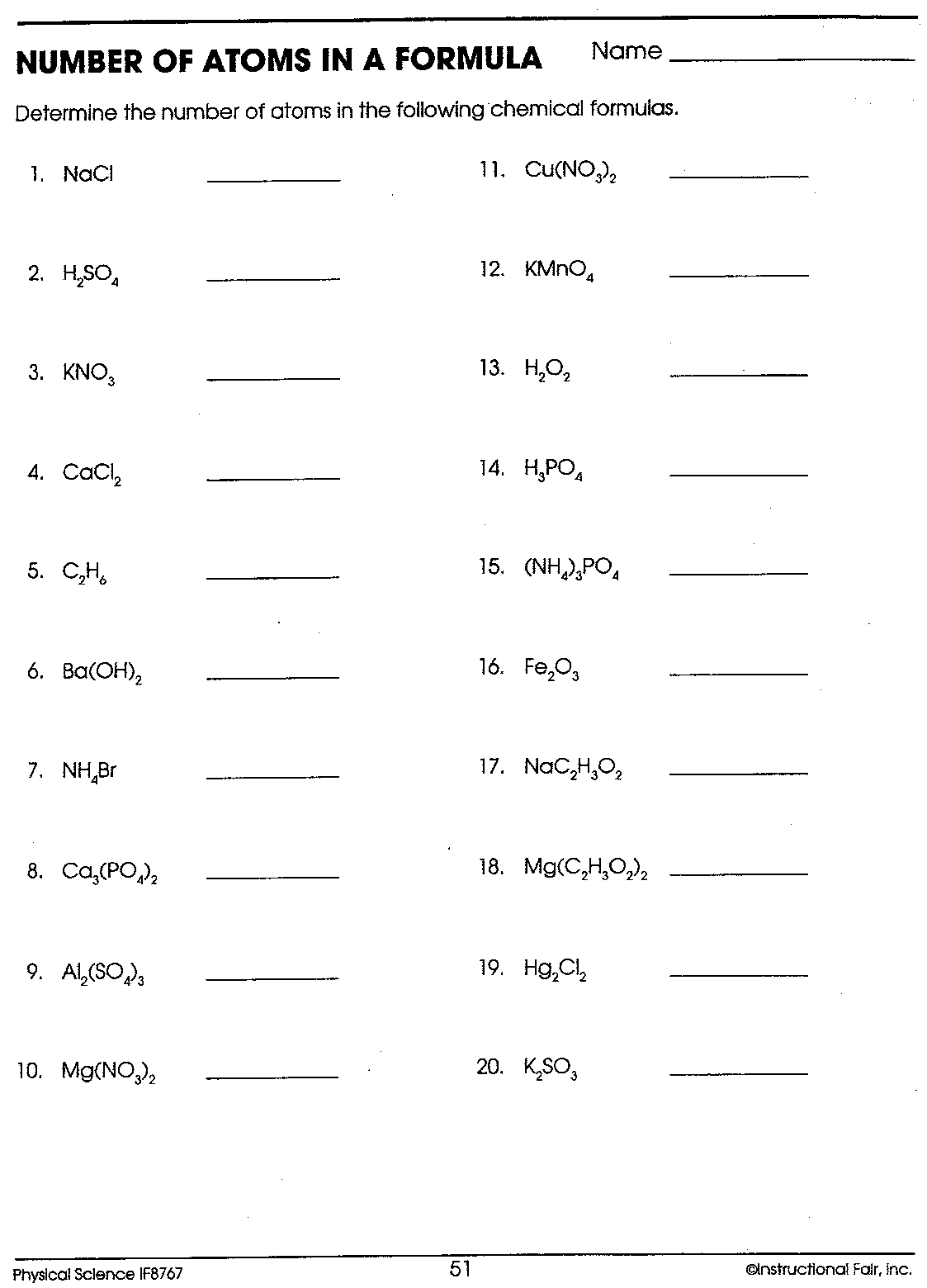 Atomic Structure Worksheet