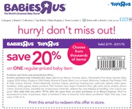 Babies R Us Coupons 20 Off One Item Online