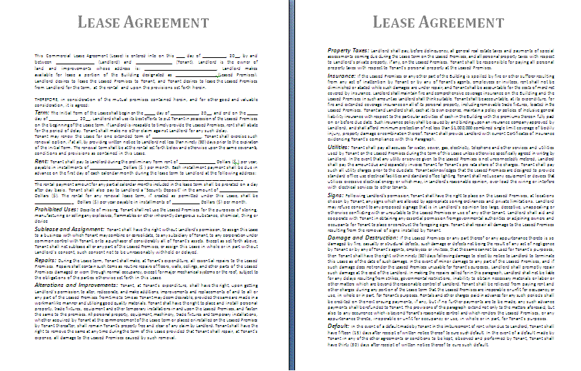 Basic Lease Agreement Template Free