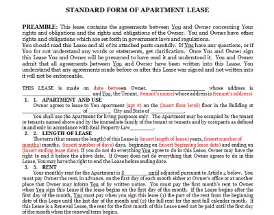 Basic Lease Agreement Template Free