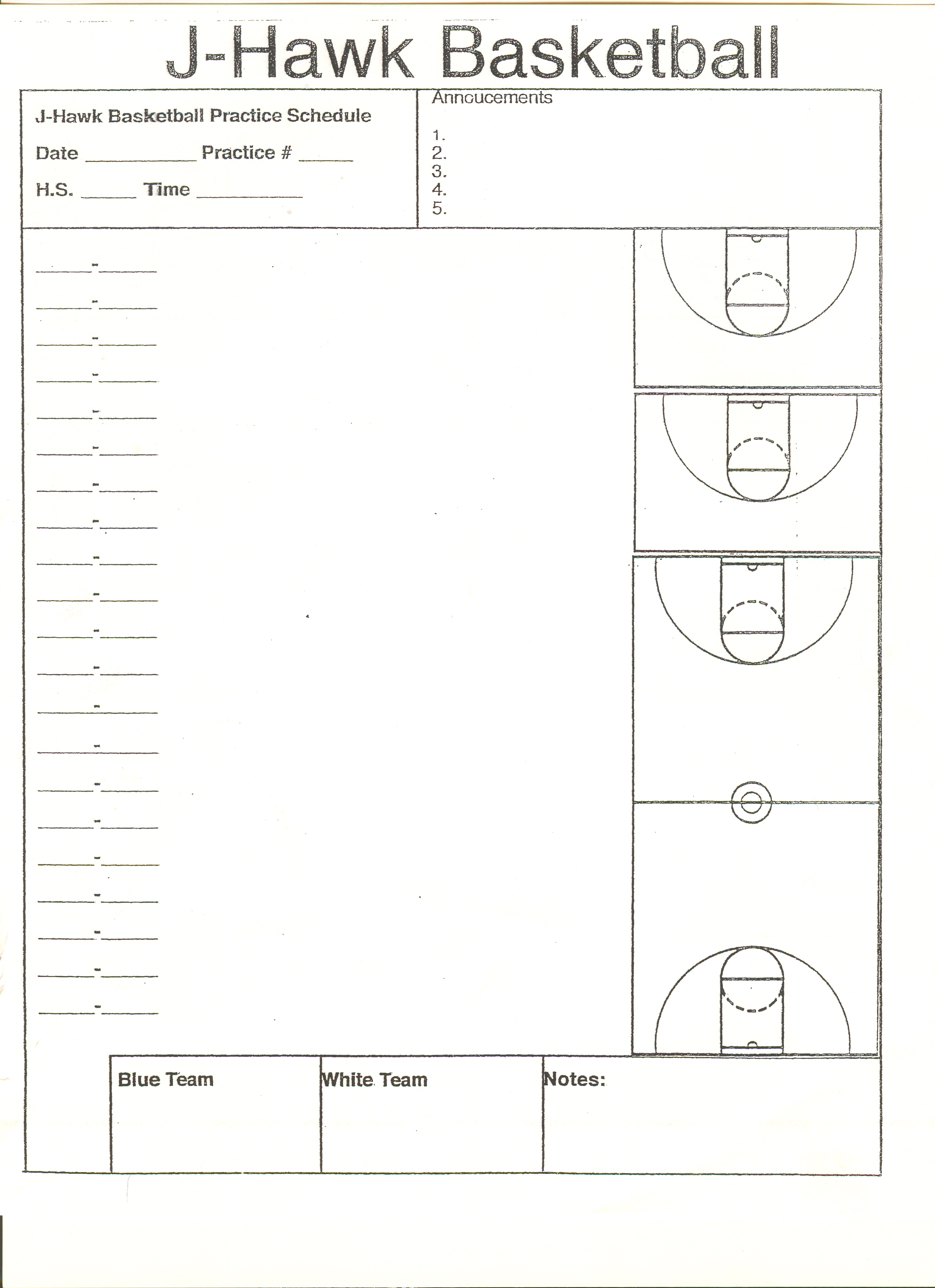 Basketball Court Diagram Template