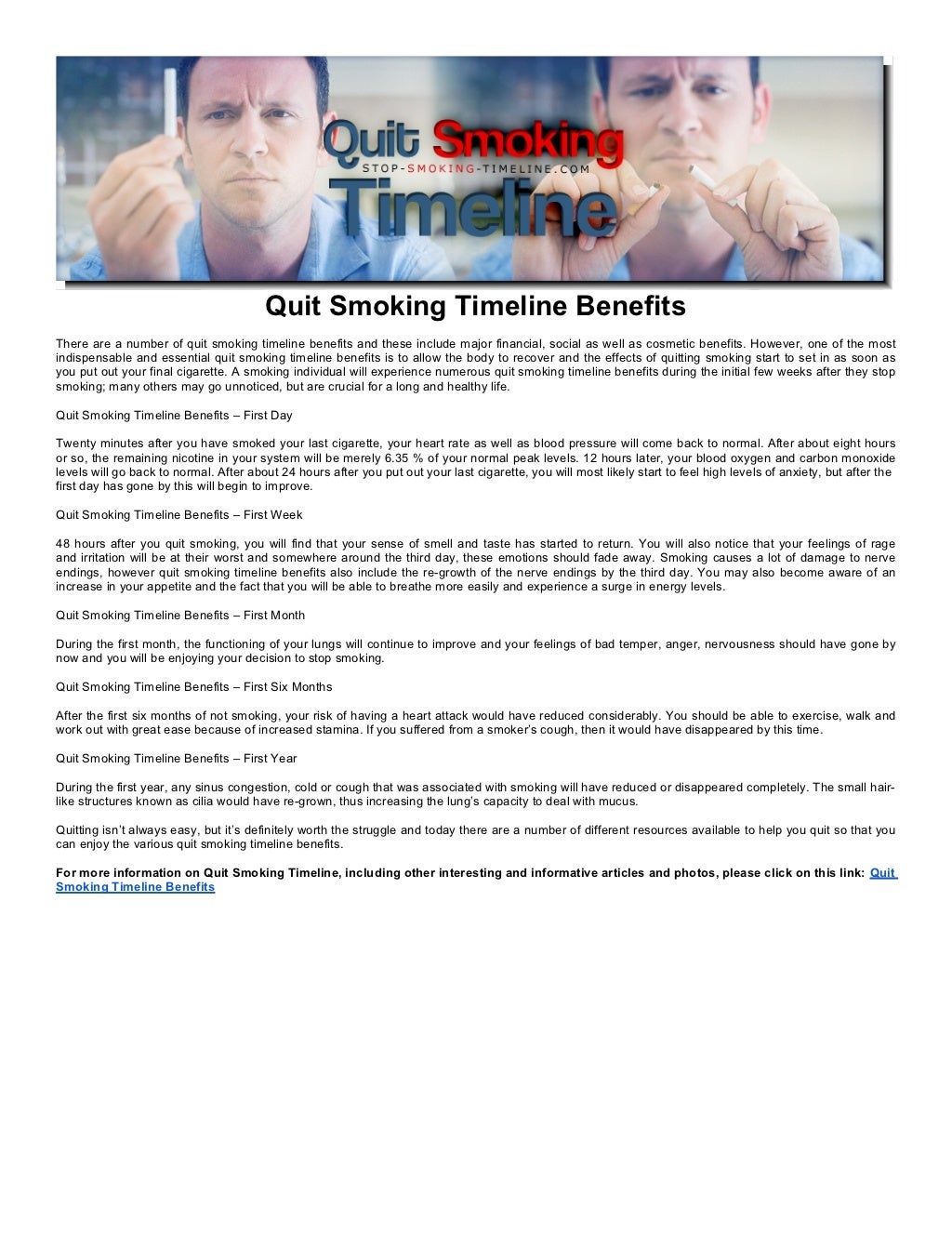 Benefits Of Quitting Smoking Timeline