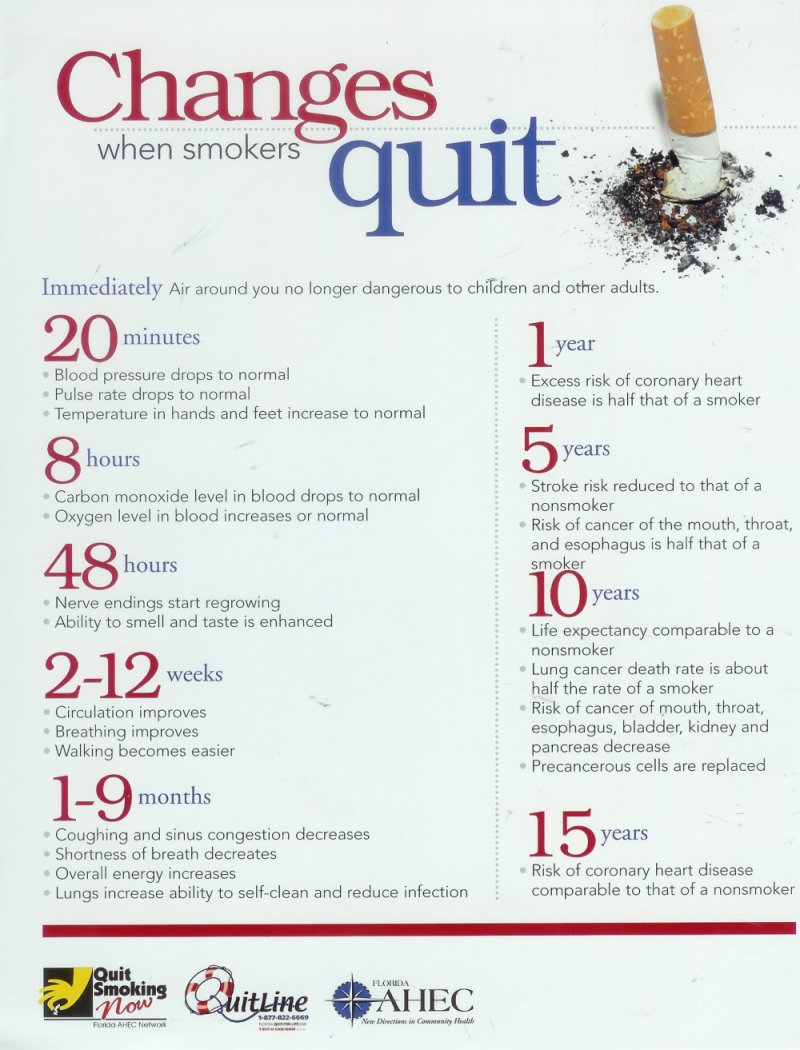 Benefits Of Quitting Smoking Timeline Chart