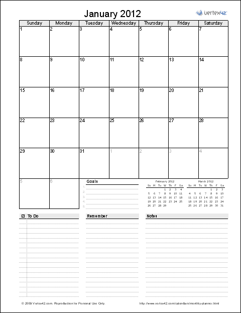 Bill Calendar Template Printable