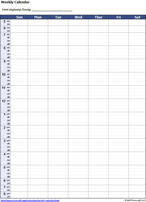 Blank Calendar Template Excel