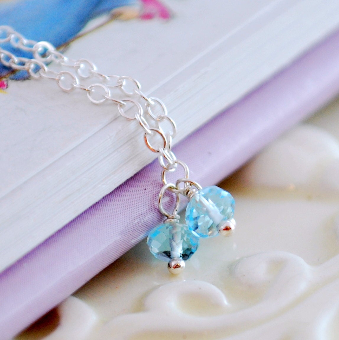 Blue Topaz Birthstone Necklace