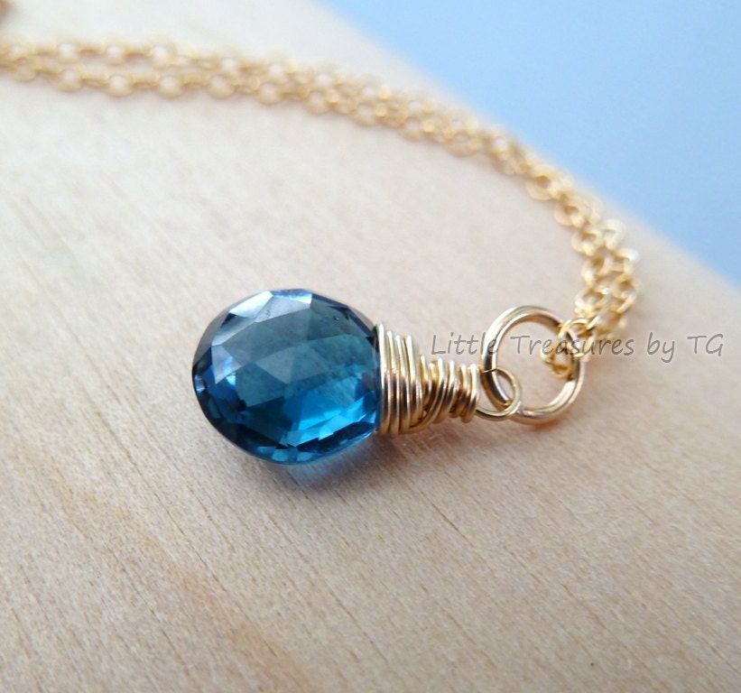 Blue Topaz Birthstone Necklace