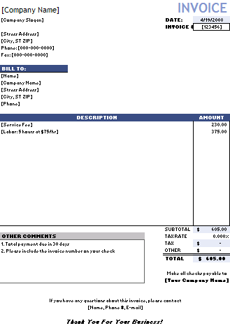 Business Consulting Invoice