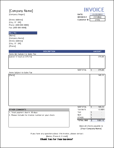 Business Consulting Invoice