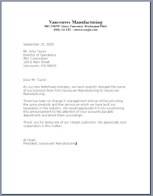 Business Letter Example With Letterhead