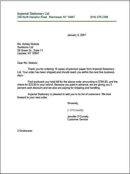 Business Letter Example With Letterhead