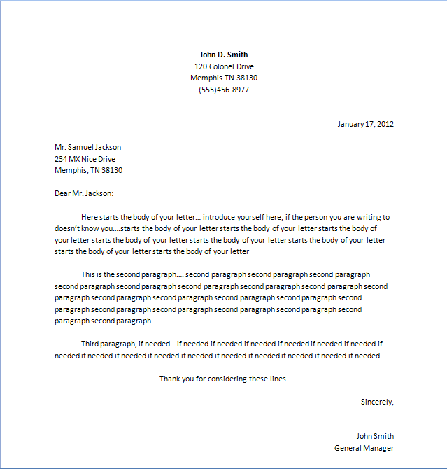 Business Letter Example With Letterhead