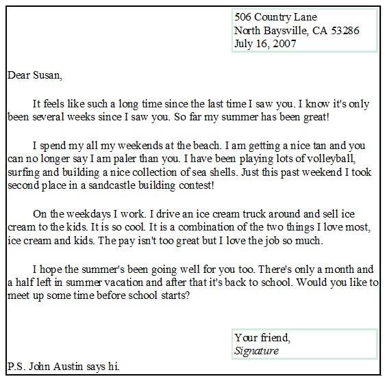 Business Letter Format For Kids