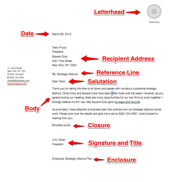 Business Letter Format Sample