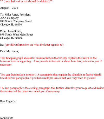 Business Letter Format Sample