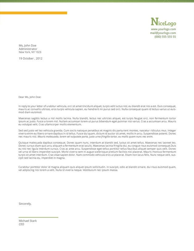 Business Letter Format Sample Free