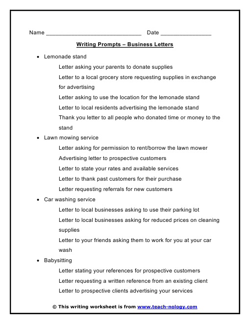 Business Letter Writing Rubric