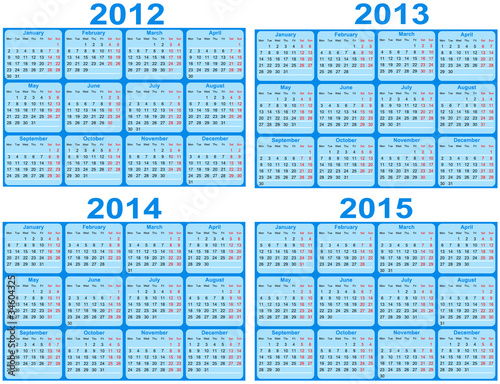 Calendar 2012 And 2013 And 2014