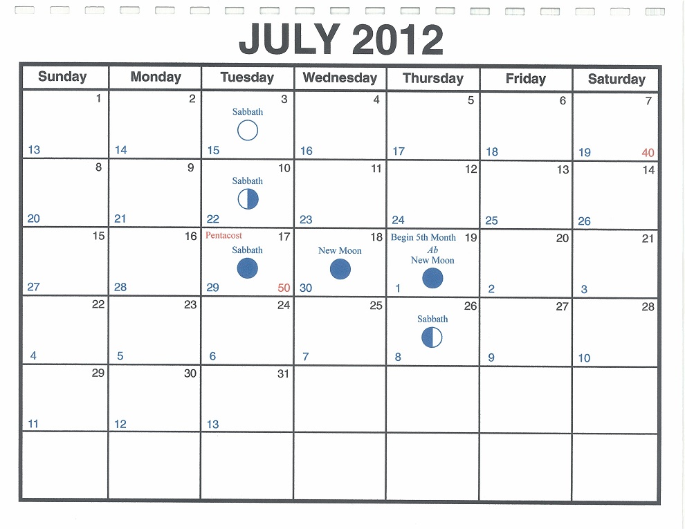 Calendar 2012 July