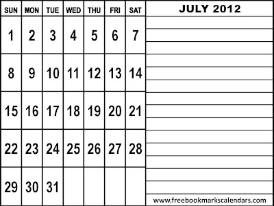 Calendar 2012 July