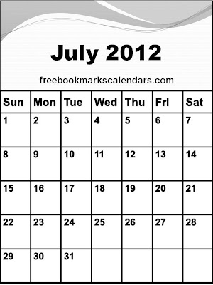 Calendar 2012 July