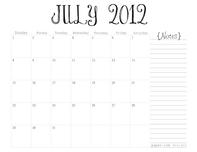 Calendar 2012 June July