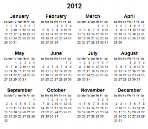 Calendar 2012 Printable