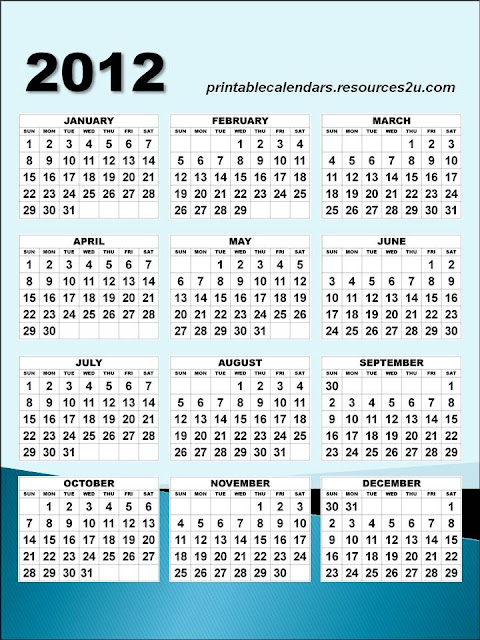 Calendar 2012 Printable