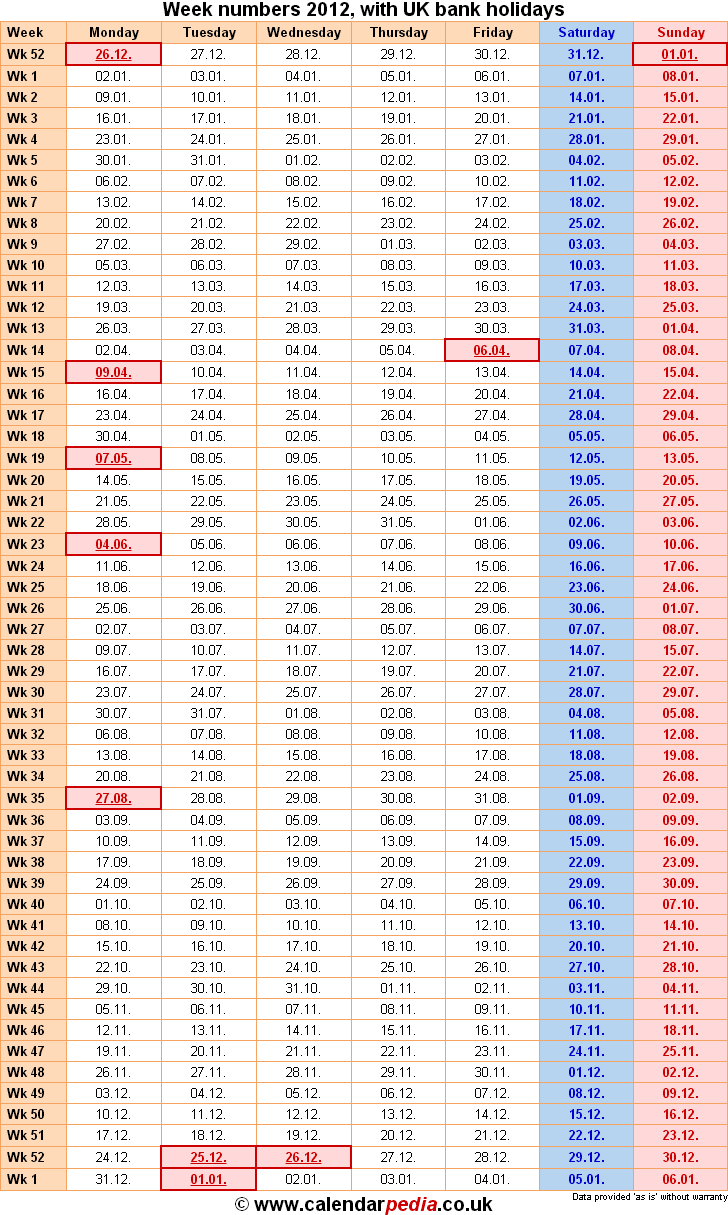 Calendar 2012 Uk Bank Holidays