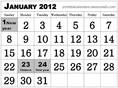 Calendar 2012 With Holidays