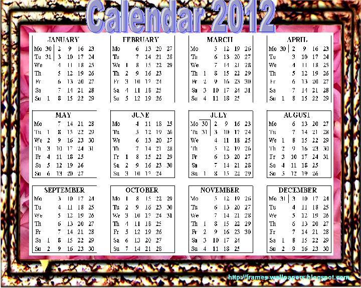 Calendar 2012 With Holidays Usa